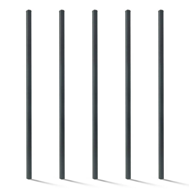 Fencer Wire 2 in. x 2 in. x 7 ft. Steel Flat Top Blank Metal Fence Post with Post Cap (5 pack)