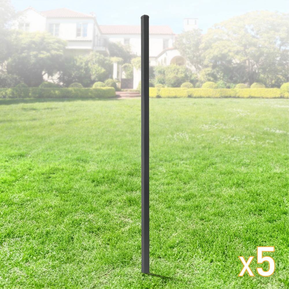 Fencer Wire 2 in. x 2 in. x 7 ft. Steel Flat Top Blank Metal Fence Post with Post Cap (5 pack)