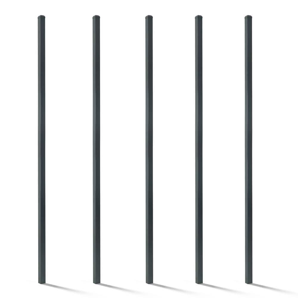 Fencer Wire 2 in. x 2 in. x 8 ft. Steel Flat Top Blank Metal Fence Post with Post Cap (5 pack)