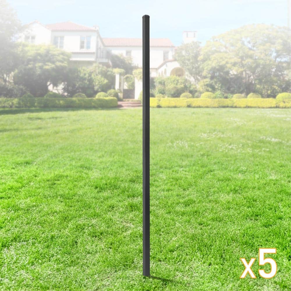Fencer Wire 2 in. x 2 in. x 8 ft. Steel Flat Top Blank Metal Fence Post with Post Cap (5 pack)