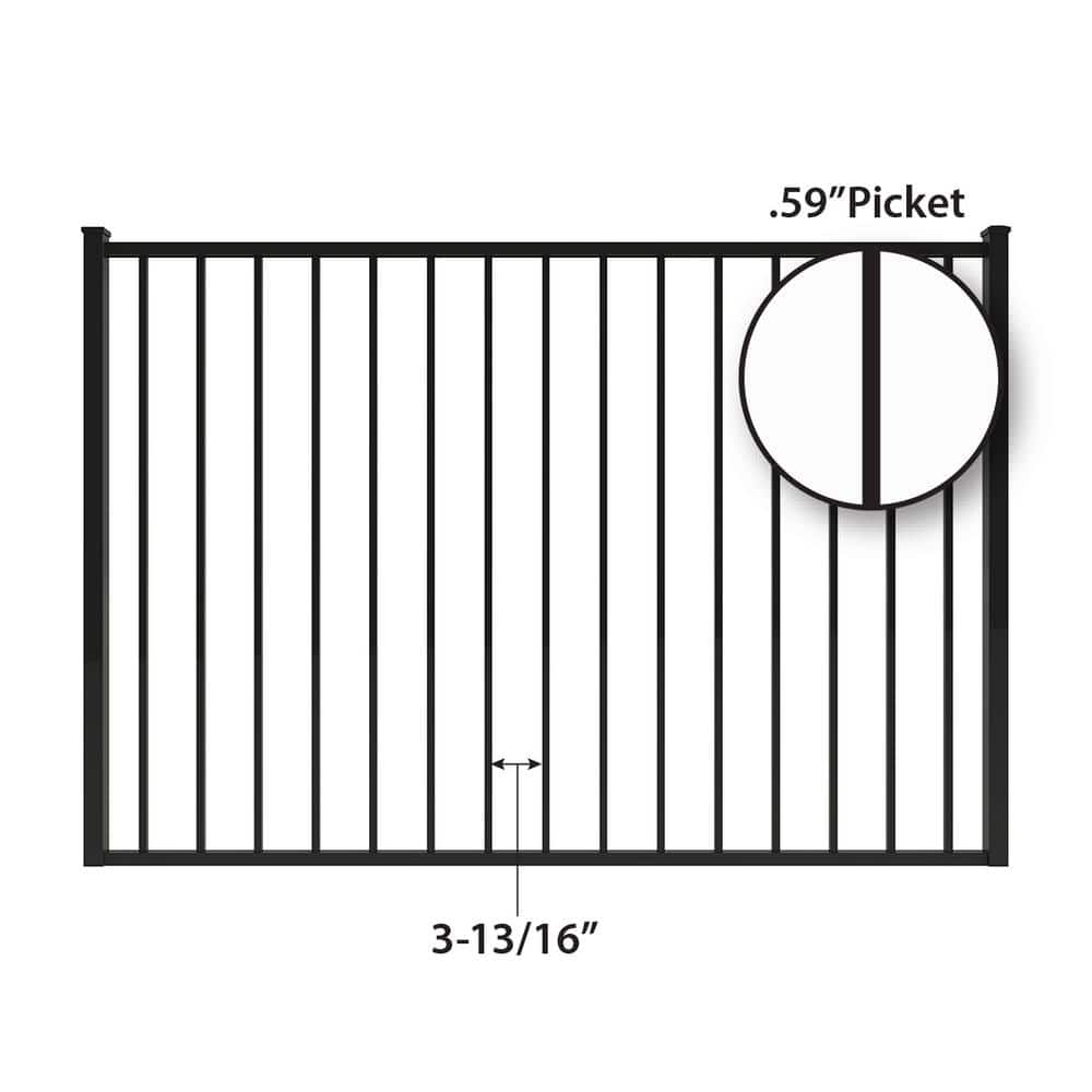 FORGERIGHT Newtown 6 ft. W x 4 ft. H Black Aluminum Pre-Assembled Fence Gate