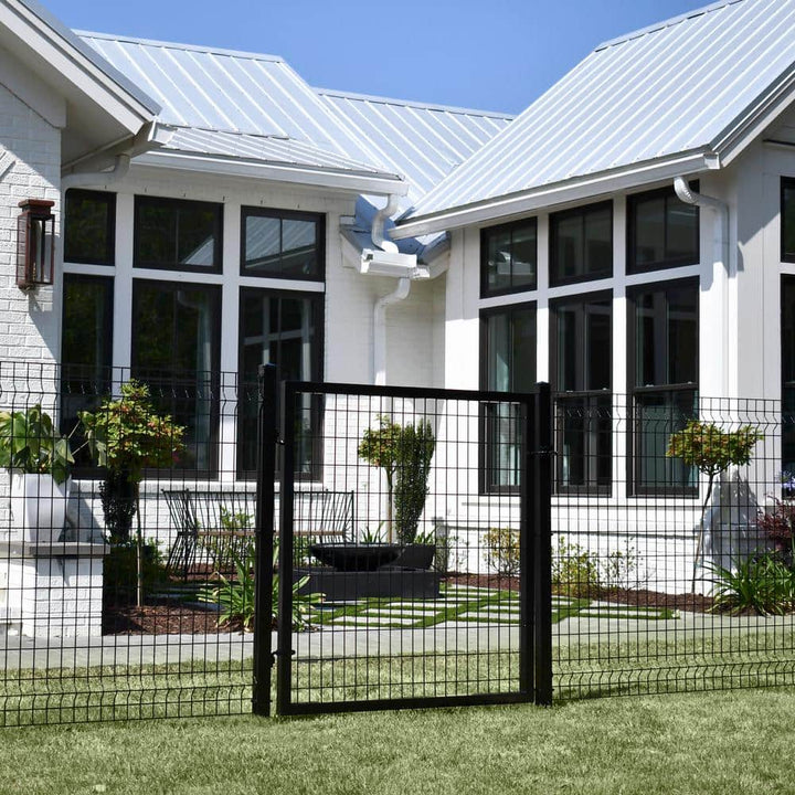 FORGERIGHT Deco Grid 4 ft. x 4 ft. Black Steel Straight Fence Gate