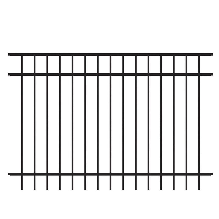 FORGERIGHT Vinings 4 ft. H x 6 ft. W Black Aluminum Pre-Assembled Spaced Bar Flat Framed Metal Fence Panel (5-pack)
