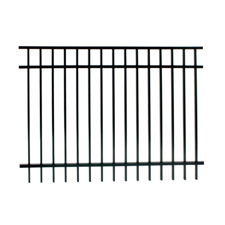 FORGERIGHT Vinings 5 ft. H x 6 ft. W Black Aluminum Pre-Assembled Spaced Bar Flat Framed Metal Fence Panel (5-Pack)