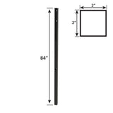 FORGERIGHT Vinings 2 in. x 2 in. x 7 ft. Aluminum Black Fence Line Post with Flat Cap (6-Pack)