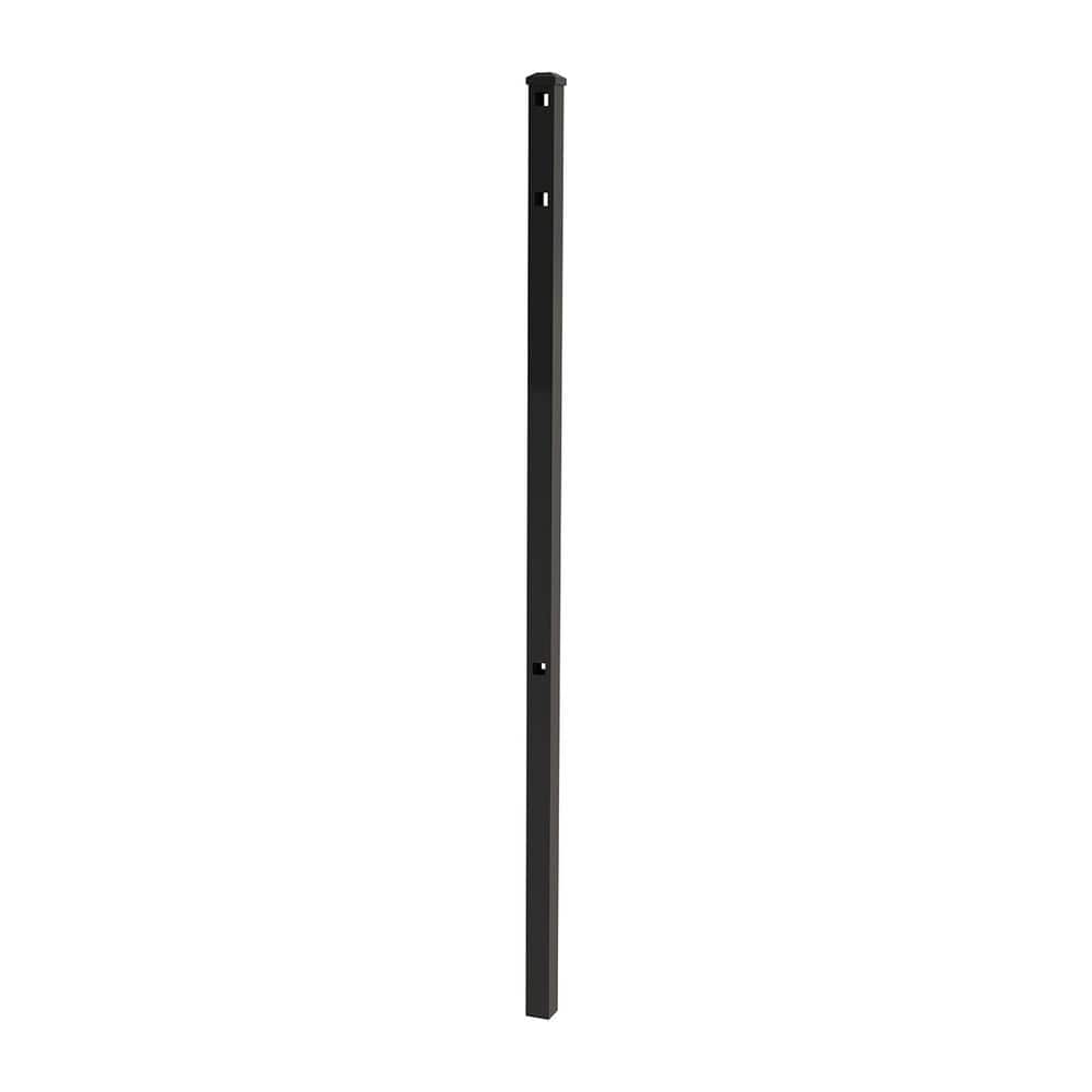 FORGERIGHT Vinings 2 in. x 2 in. x 7 ft. Aluminum Black Fence Line Post with Flat Cap (6-Pack)