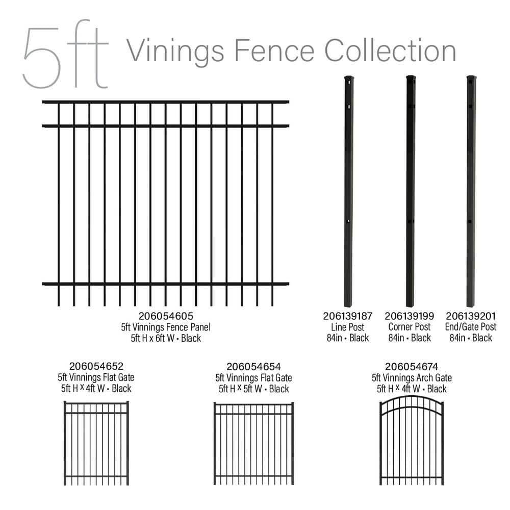 FORGERIGHT Vinings 2 in. x 2 in. x 7 ft. Aluminum Black Fence Line Post with Flat Cap (6-Pack)