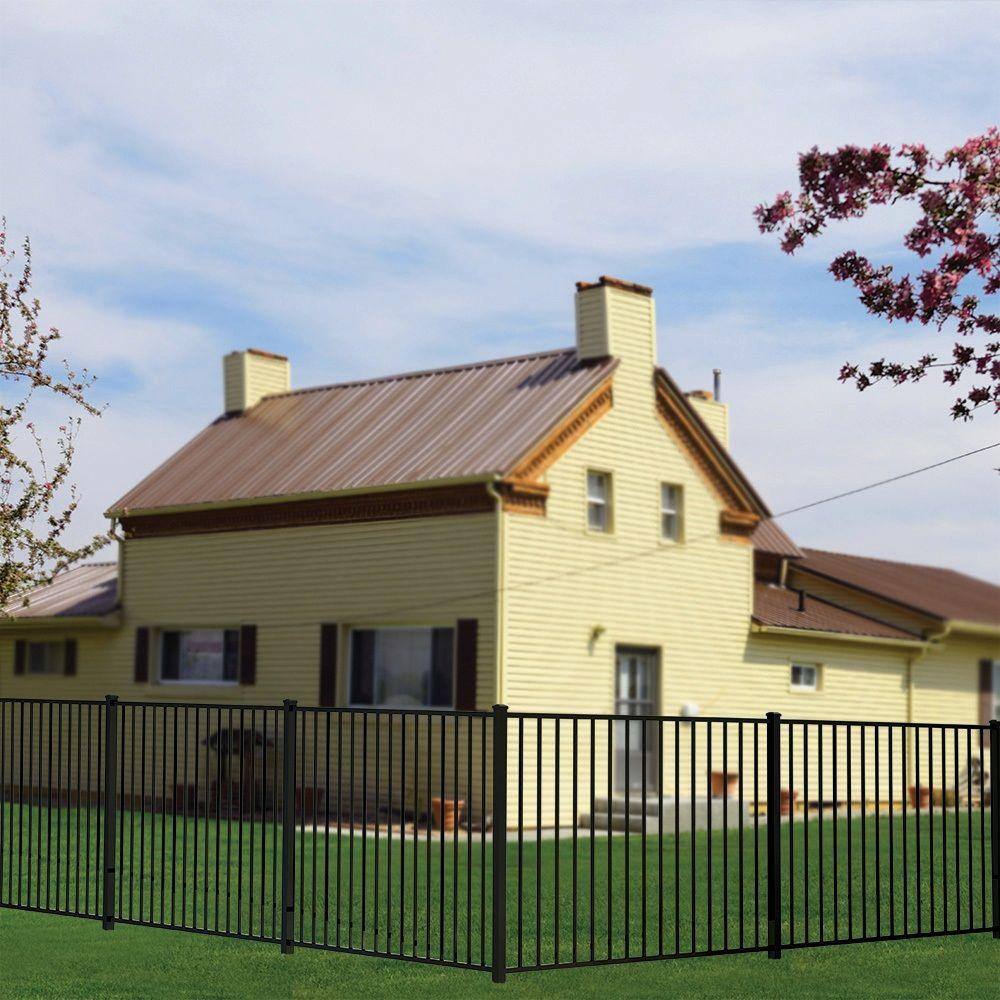 FORGERIGHT Newtown 2 in. x 2 in. x 6 ft. Black Aluminum Fence Corner Post with Flat Cap