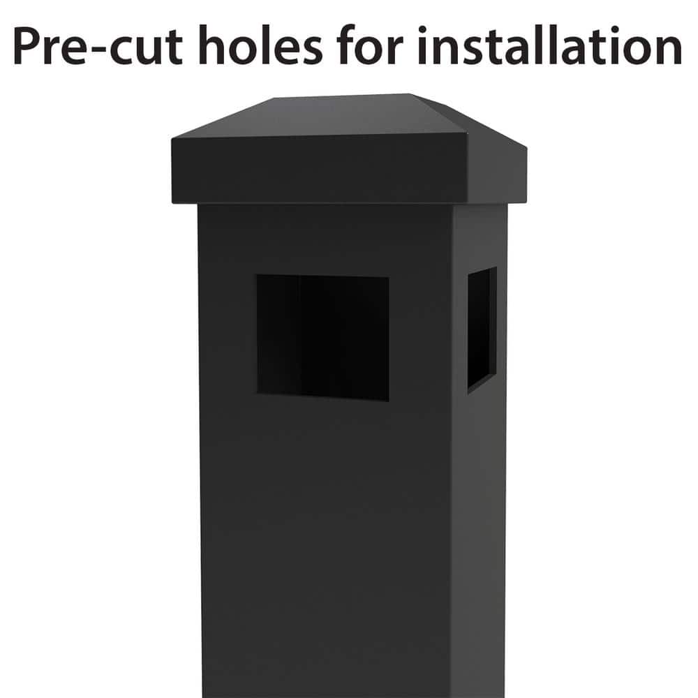 FORGERIGHT Newtown 2 in. x 2 in. x 6 ft. Black Aluminum Fence Corner Post with Flat Cap