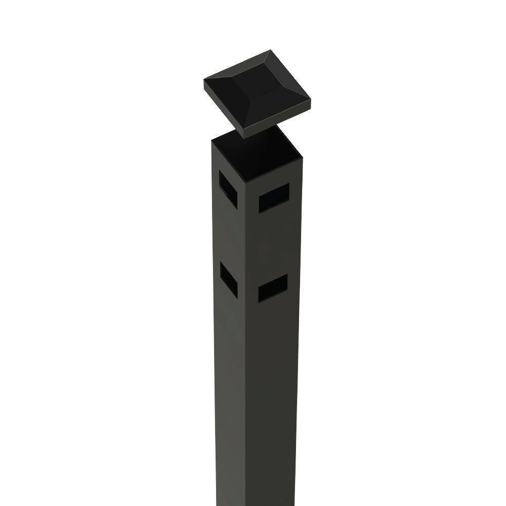 FORGERIGHT Newtown 2 in. x 2 in. x 6 ft. Black Aluminum Fence Corner Post with Flat Cap