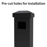FORGERIGHT Newtown 2 in. x 2 in. x 6 ft. Black Aluminum Fence End/Gate Post with Flat Cap