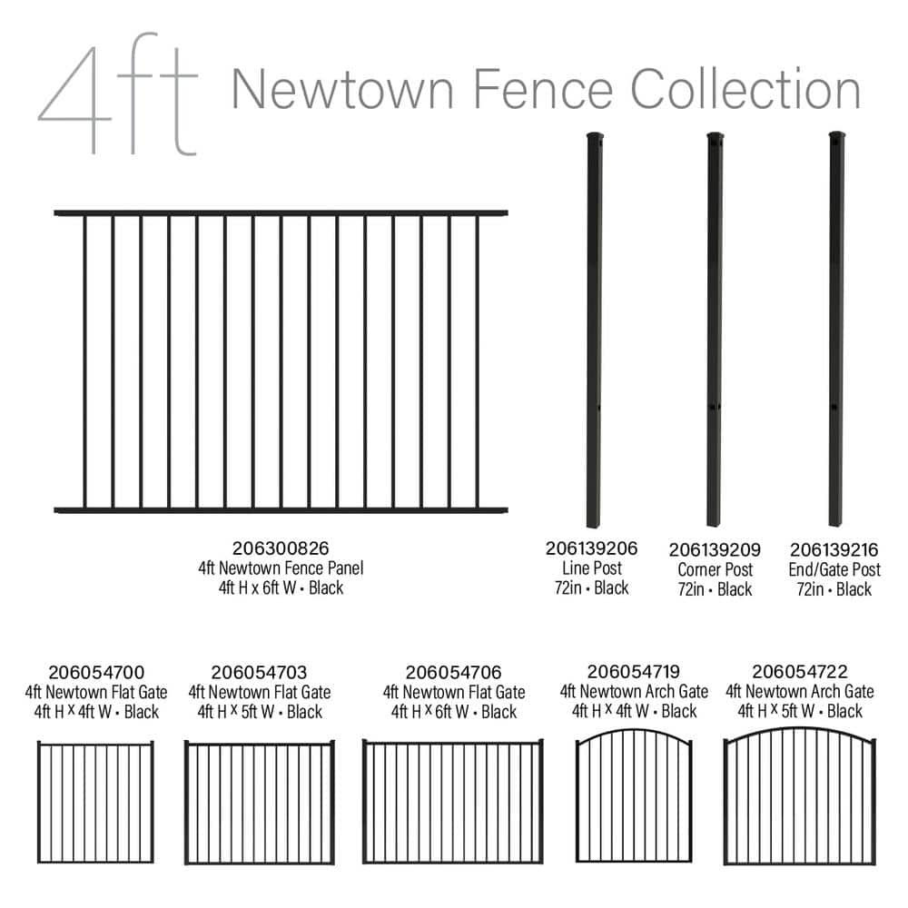 FORGERIGHT Newtown 2 in. x 2 in. x 6 ft. Black Aluminum Fence End/Gate Post with Flat Cap