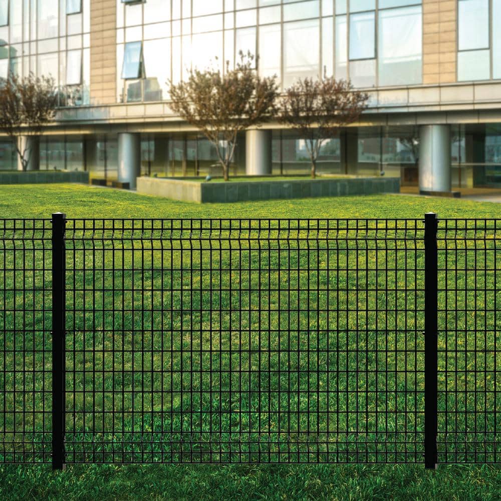 FORGERIGHT 74in H Deco Grid Black Steel Post with Cap, and Clips