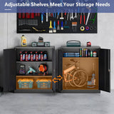 31.5 in. W x 35.4 in. H x 15.7 in. D 2-Adjustable Shelves Metal Garage Storage Freestanding Cabinet w/ 2-Doors in Black