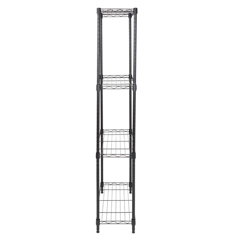 Honey Can Do Steel 24 in. W x 56 in. H x 10 in. D 4-Tier Space Saving Garage Storage Shelving Unit, Black