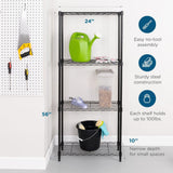 Honey Can Do Steel 24 in. W x 56 in. H x 10 in. D 4-Tier Space Saving Garage Storage Shelving Unit, Black