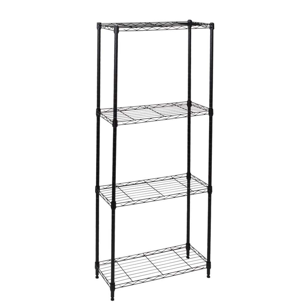 Honey Can Do Steel 24 in. W x 56 in. H x 10 in. D 4-Tier Space Saving Garage Storage Shelving Unit, Black