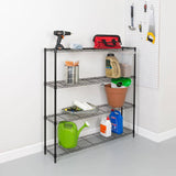 Honey Can Do Steel 48 in. W x 48 in. H x 10 in. D 4-Tier Space Saving 10 in. Depth Garage Storage Shelving Unit, Black