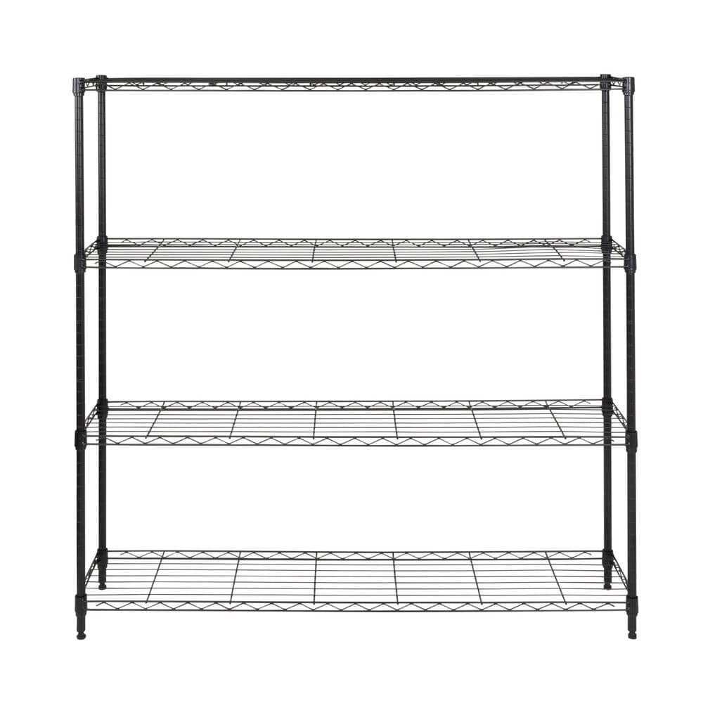 Honey Can Do Steel 48 in. W x 48 in. H x 10 in. D 4-Tier Space Saving 10 in. Depth Garage Storage Shelving Unit, Black
