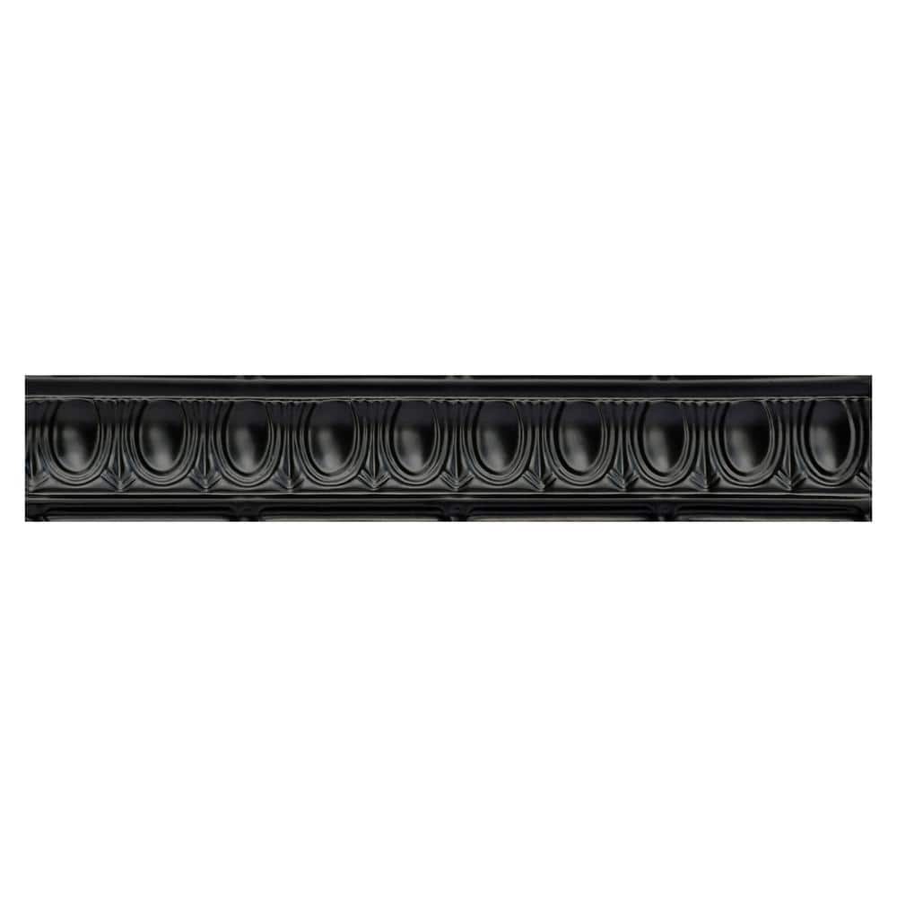 FROM PLAIN TO BEAUTIFUL IN HOURS Puffy Archways 0.012 in. x 4.25 in. x 48 in. Metal Bed Moulding Nail-Up Tin Cornice in Black (48 Ln. ft./Pack)(12Pieces)