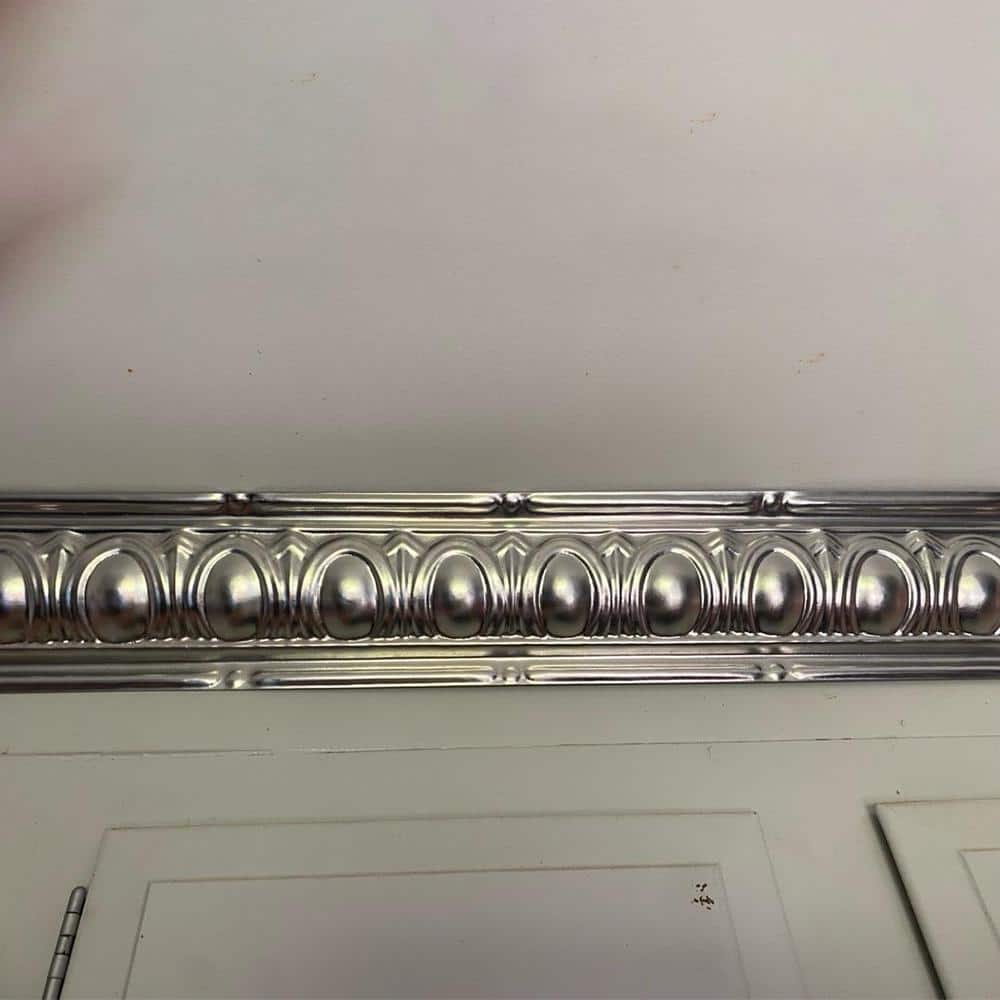 FROM PLAIN TO BEAUTIFUL IN HOURS Puffy Archways 0.012 in. x 4.25 in. x 48 in. Metal Bed Moulding Nail-Up Tin Cornice in Black (48 Ln. ft./Pack)(12Pieces)