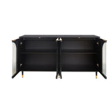 FUNKOL 15.75-in W x 59.84-in D x 33.46-in H in Black Lacquered Wooden Ready to Assemble Floor Kitchen Cabinet with Storage