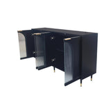 FUNKOL 15.75-in W x 59.84-in D x 33.46-in H in Black Lacquered Wooden Ready to Assemble Floor Kitchen Cabinet with Storage