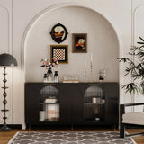 FUNKOL 15.75-in W x 59.84-in D x 33.46-in H in Black Lacquered Wooden Ready to Assemble Floor Kitchen Cabinet with Storage