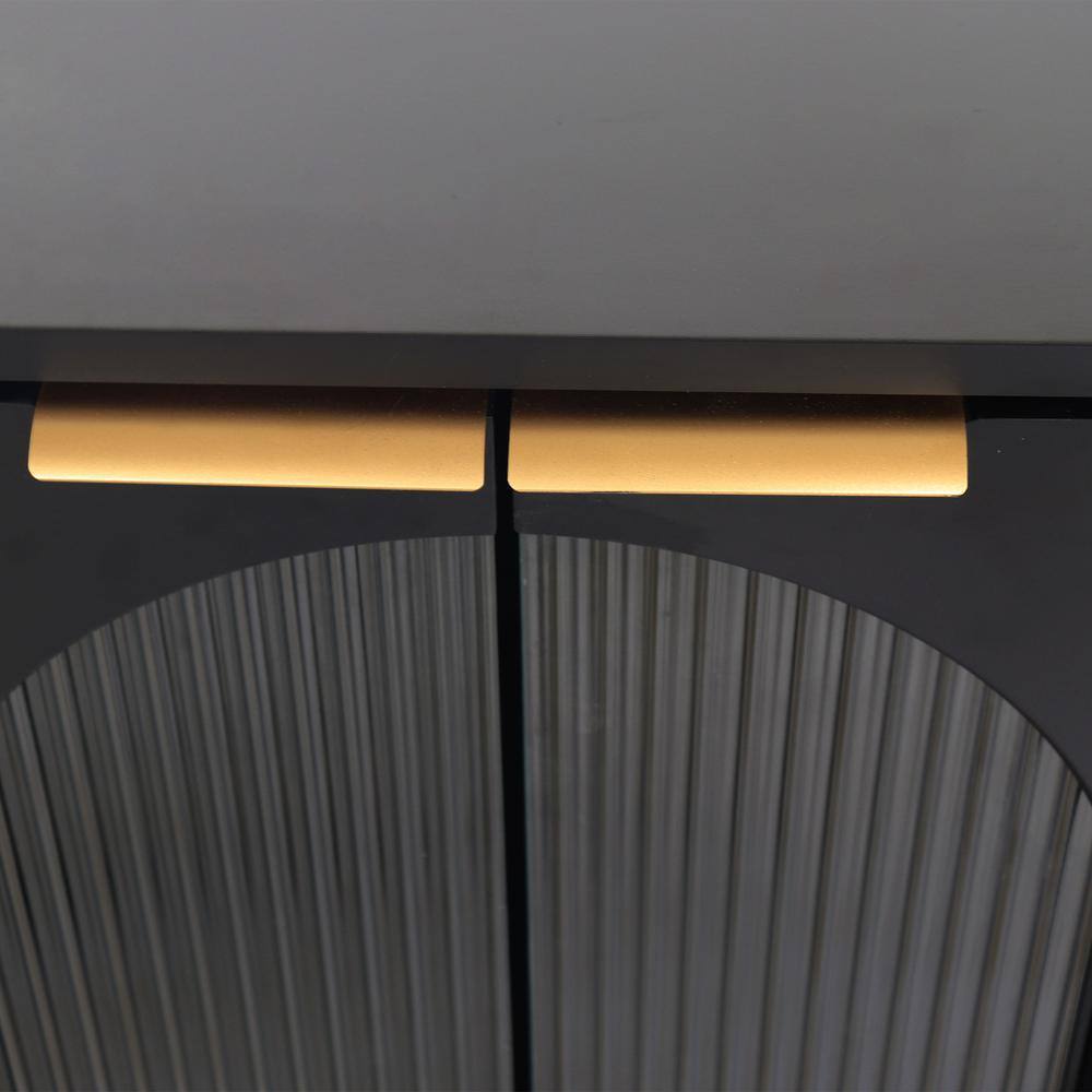 FUNKOL 15.75-in W x 59.84-in D x 33.46-in H in Black Lacquered Wooden Ready to Assemble Floor Kitchen Cabinet with Storage