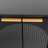 FUNKOL 15.75-in W x 59.84-in D x 33.46-in H in Black Lacquered Wooden Ready to Assemble Floor Kitchen Cabinet with Storage