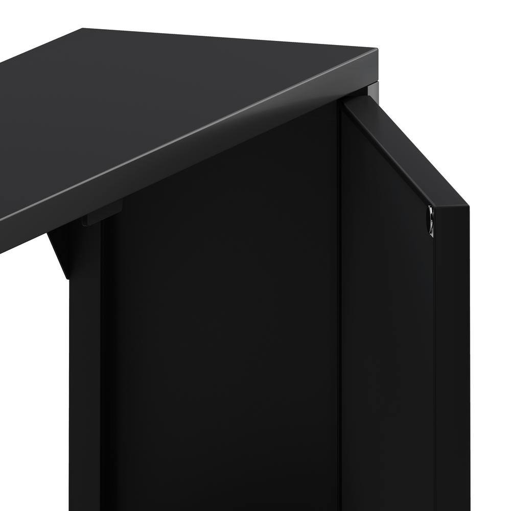FUNKOL 5.91-in W x 23.62-in D x 27.56-in H in Black Iron Ready to Assemble Wall Kitchen Cabinet with Mirror