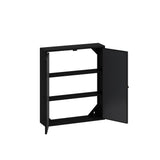 FUNKOL 5.91-in W x 23.62-in D x 27.56-in H in Black Iron Ready to Assemble Wall Kitchen Cabinet with Mirror
