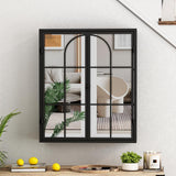 FUNKOL 5.91-in W x 23.62-in D x 27.56-in H in Black Iron Ready to Assemble Wall Kitchen Cabinet with Mirror