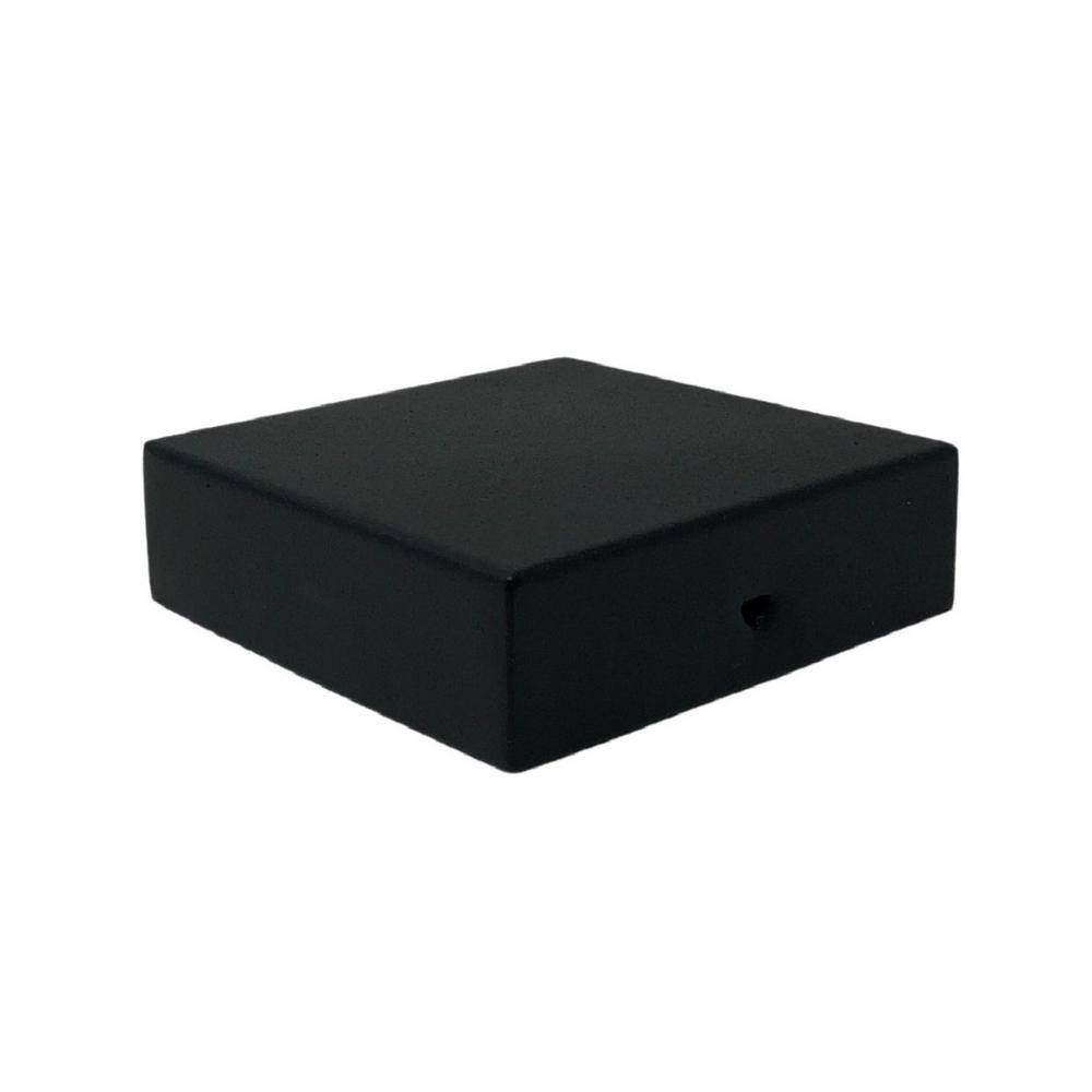 NUVO IRON Eazy-Cap 4 in. x 4 in. Black Galvanized Steel Modern Low-Profile Flat Top Post Cap (Pack of 12)