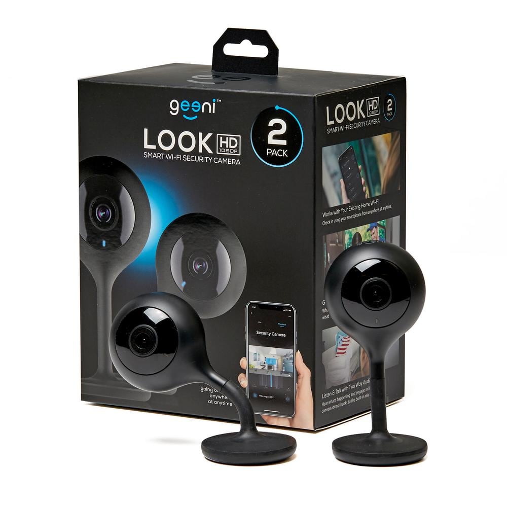 Geeni LOOK 1080p HD Smart Wi-Fi Security Camera System with Night Vision Motion Detection 2-Way Audio No Hub Required (2-Pack)