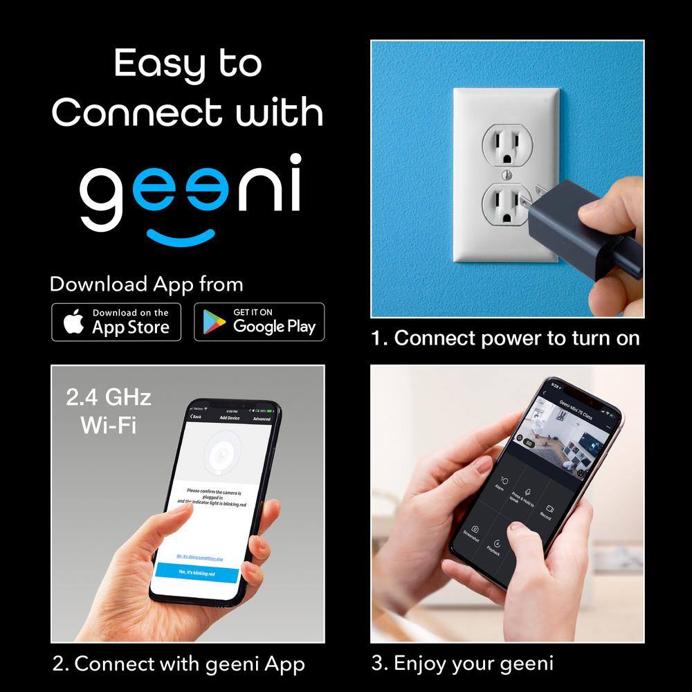 Geeni LOOK 1080p HD Smart Wi-Fi Security Camera System with Night Vision Motion Detection 2-Way Audio No Hub Required (2-Pack)