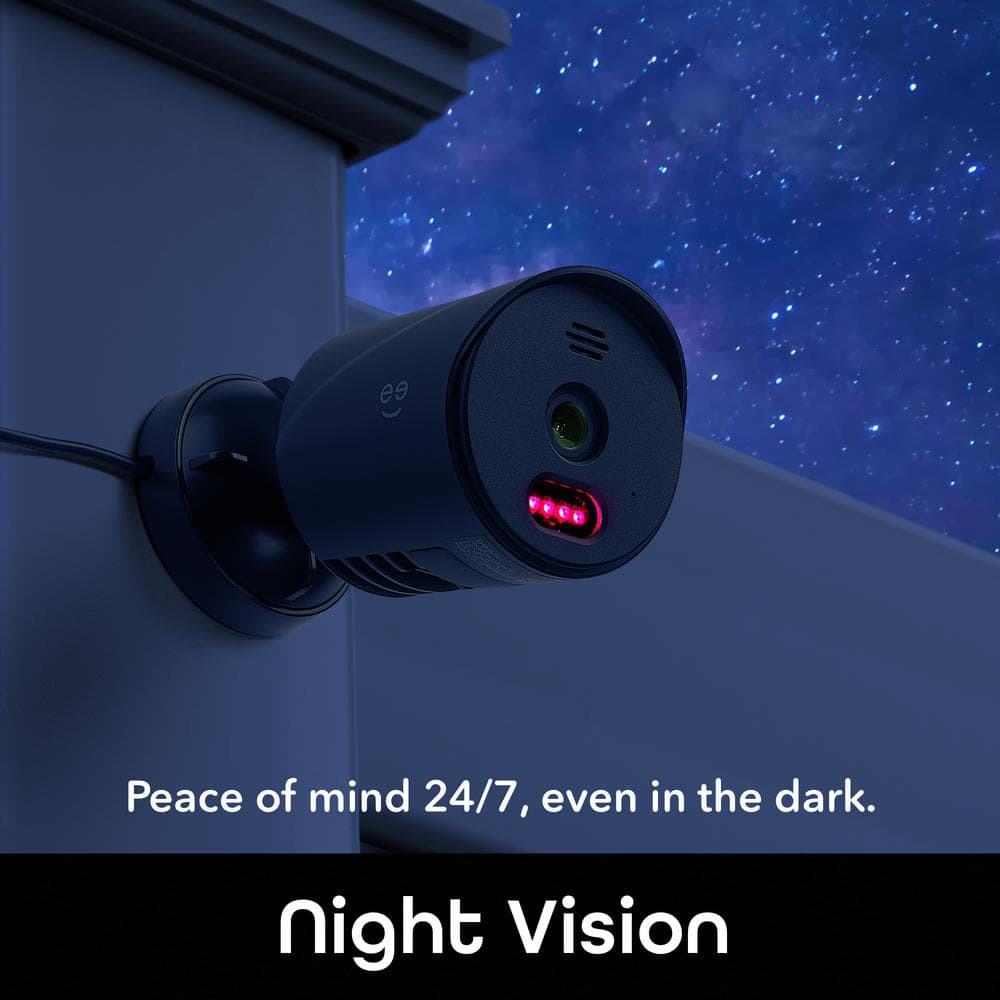 Geeni Vantage Outdoor Plug-In Security Camera IP65 Waterproof, 2-Way Audio, Night Vision, Works with Alexa and Google Home