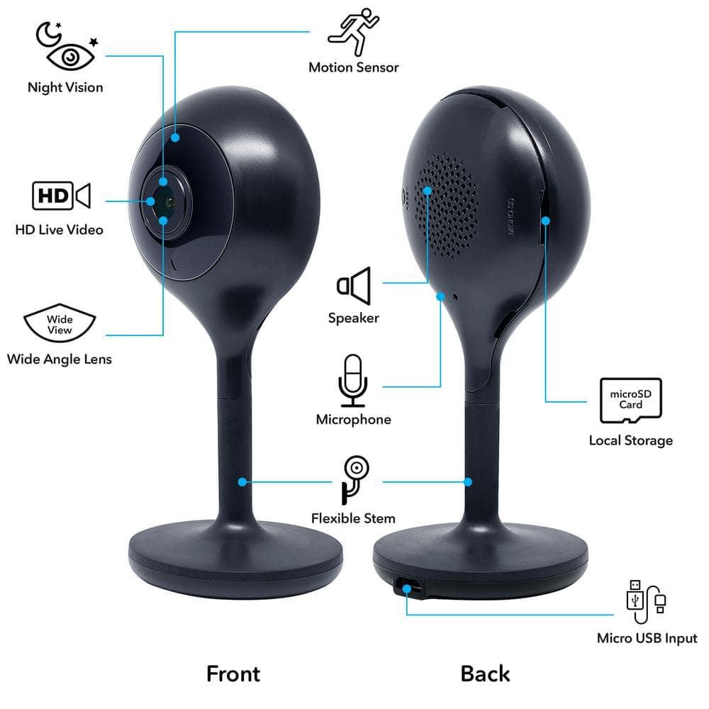 Geeni Look Indoor Smart Security Camera 720P, 2-Way Talk, Motion Sensor, Works with Alexa and Google Home (2-Pack)