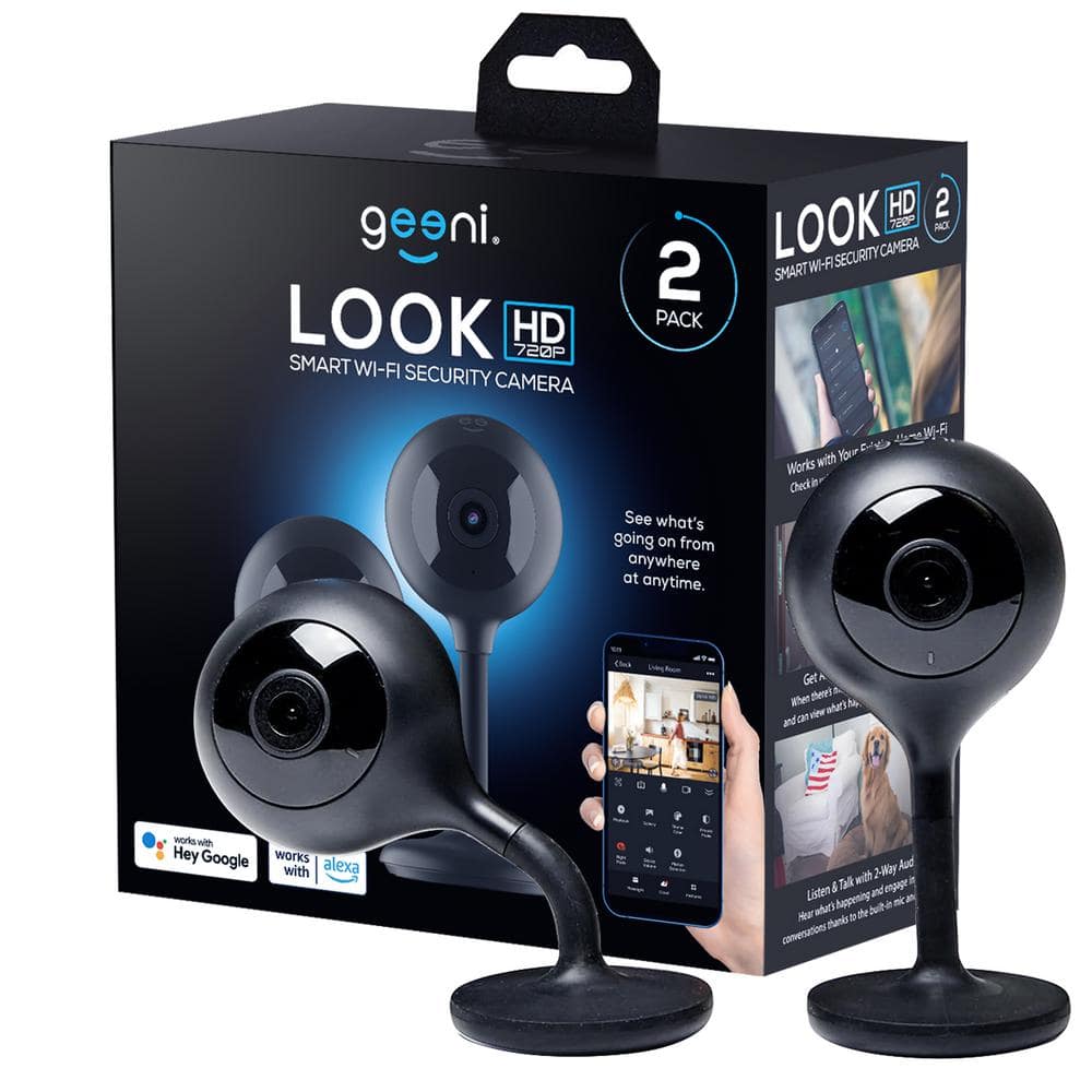 Geeni Look Indoor Smart Security Camera 720P, 2-Way Talk, Motion Sensor, Works with Alexa and Google Home (2-Pack)