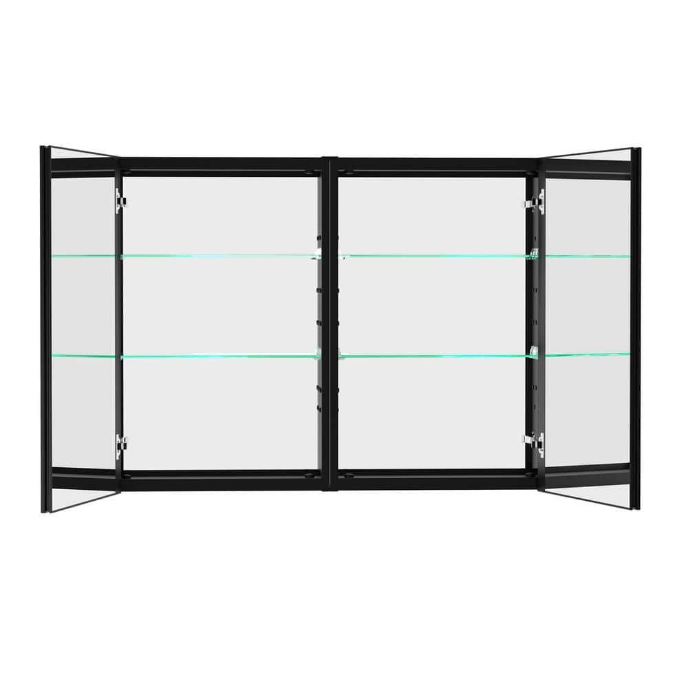 Getpro 40 in. W x 30 in. H Rectangular Black Aluminum Frameless Recessed/Surface Mount Bathroom Medicine Cabinet with Mirror