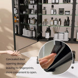 Getpro 60 in. W x 30 in. H Rectangular Frameless Black Aluminum Tri-view Recessed or Surface Mount Medicine Cabinet with Mirror