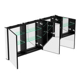 Getpro 60 in. W x 30 in. H Rectangular Frameless Black Aluminum Tri-view Recessed or Surface Mount Medicine Cabinet with Mirror