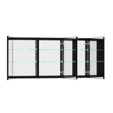 Getpro 60 in. W x 30 in. H Rectangular Frameless Black Aluminum Tri-view Recessed or Surface Mount Medicine Cabinet with Mirror