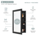 Glacier Bay 15-1/4 in. W x 26 in. H Rectangular Framed Recessed or Surface-Mount Bathroom Medicine Cabinet with Mirror, Black
