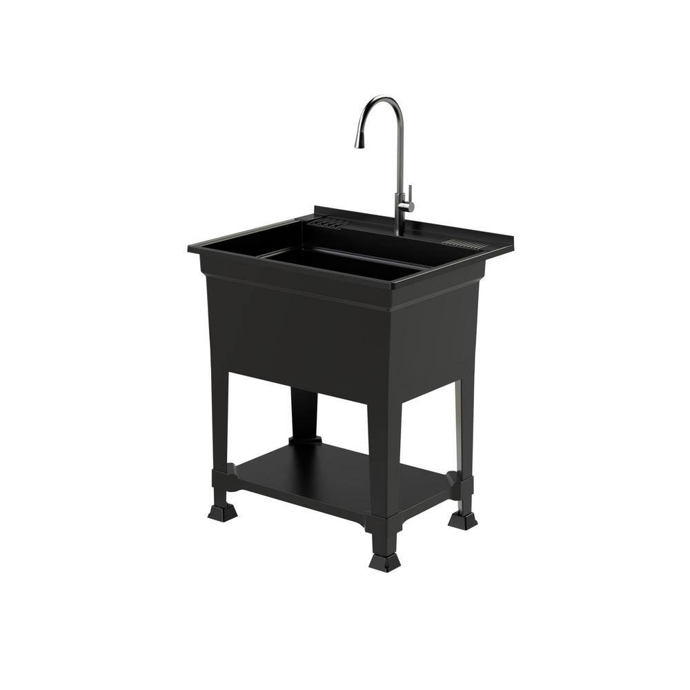Glacier Bay 30 in. Freestanding Laundry Utility Sink with Stainless Steel Faucet