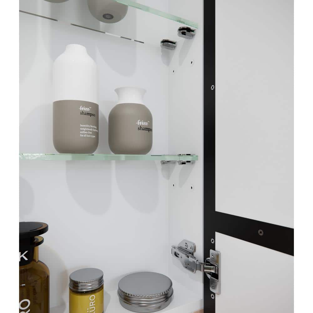 Glass Warehouse Calla 48 in. W x 32 in. H x 5 in. D Black Recessed Medicine Cabinet with Mirror