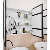 Glass Warehouse Calla 48 in. W x 32 in. H x 5 in. D Black Recessed Medicine Cabinet with Mirror