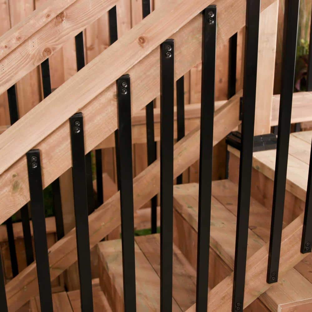 NUVO IRON 1/2 in. x 1 in. x 38 in. Black Galvanized Steel Rectangle Fence Rail Balusters (10-Pack)