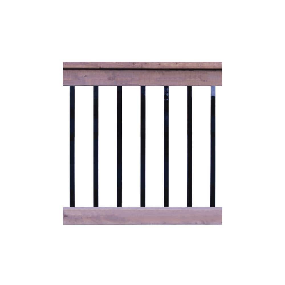NUVO IRON 1/2 in. x 1 in. x 38 in. Black Galvanized Steel Rectangle Fence Rail Balusters (10-Pack)