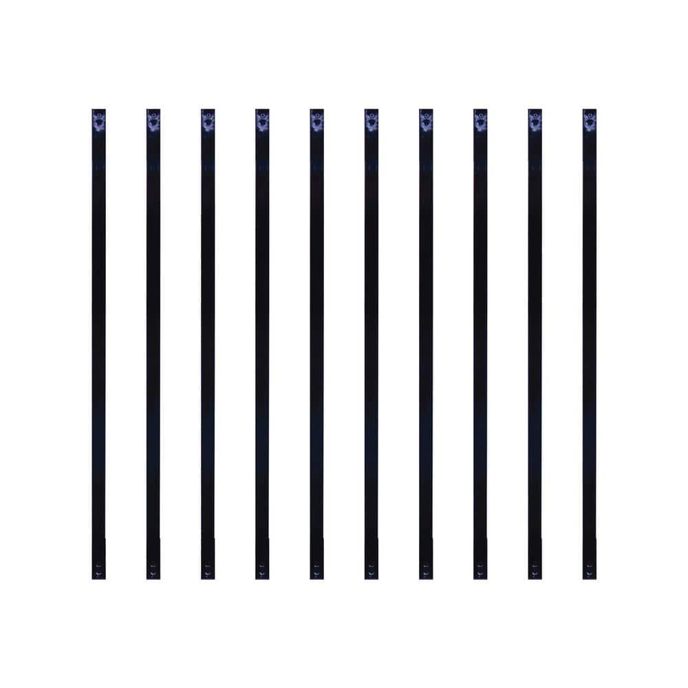 NUVO IRON 1/2 in. x 1 in. x 38 in. Black Galvanized Steel Rectangle Fence Rail Balusters (10-Pack)